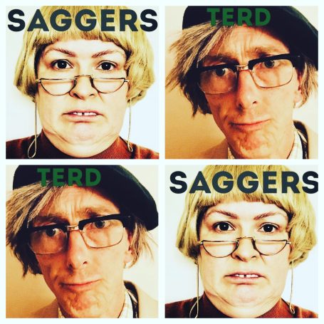 A man and a woman mugshots with their names "Saggers" & "Terd" underneath
